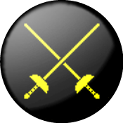 SCA Rapier Marshal Badge: Sable, two rapiers in saltire Or.